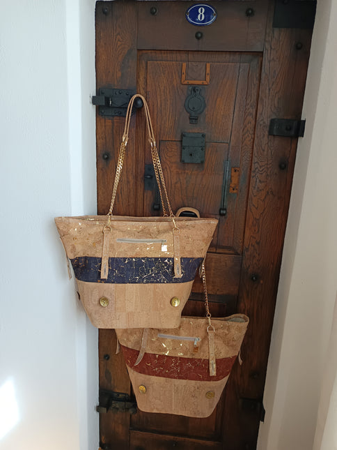 Tikiwe®Flex Aurum in blau und rot, offen, Shopper aus Kork