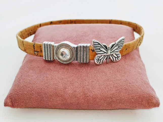 Wickelarmband / Choker aus Kork mit Magnetschließe und Schmetterling