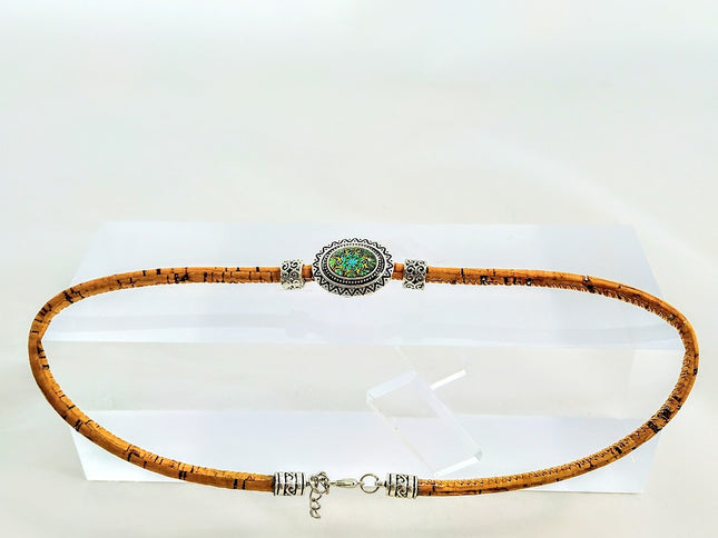 Collier Kork, naturfarben, Karabinerverschluss mit Verlängerung,