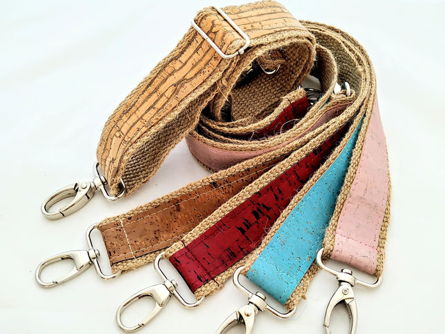 Zusatzträger für Tikiwe®-Taschen aus Kork in den Farben Burgunder, Schokobraun, Türkis, Rosé, natur gestreift