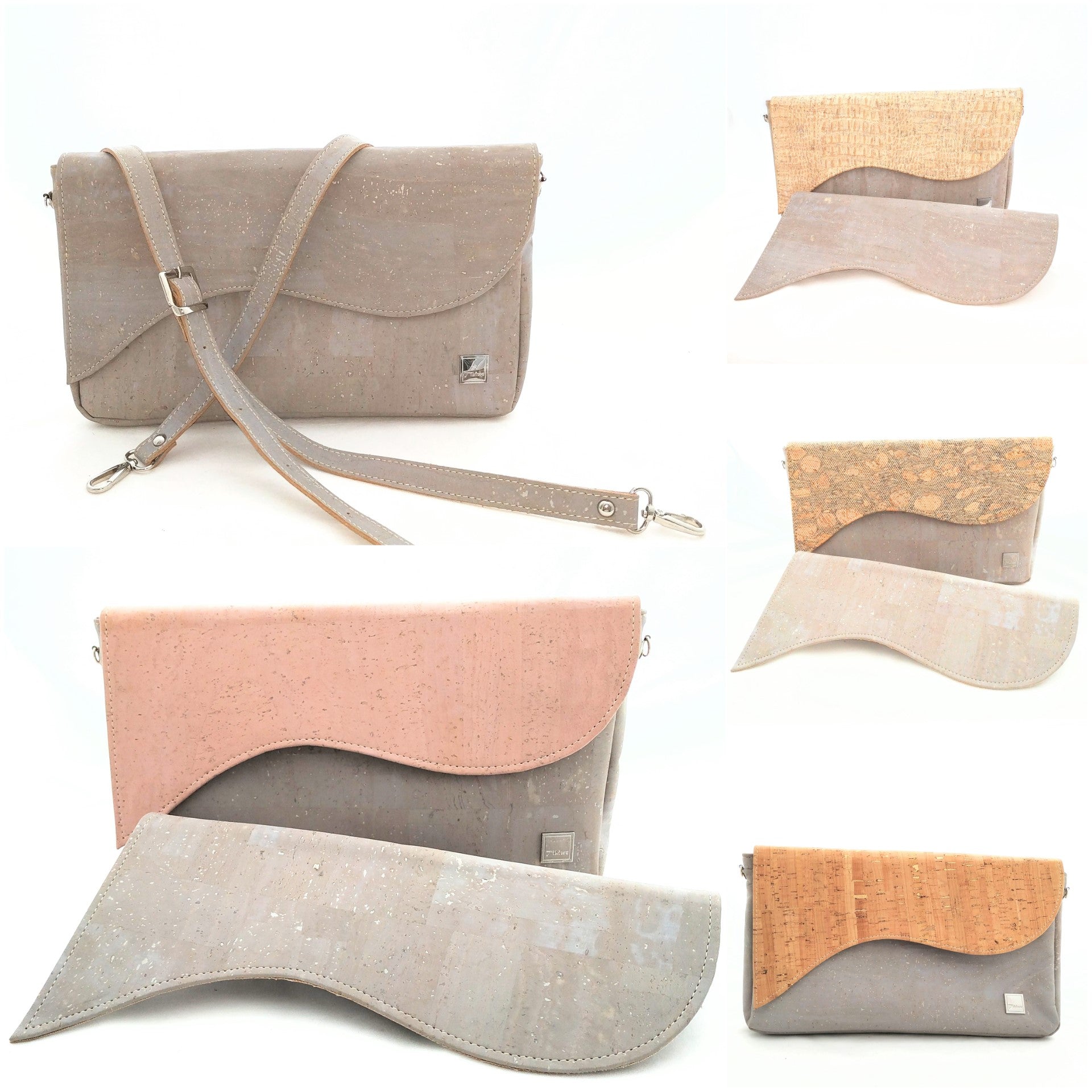 Tikiwe®Wave in grau, Korktasche mit verschiedenen Wechselklappen