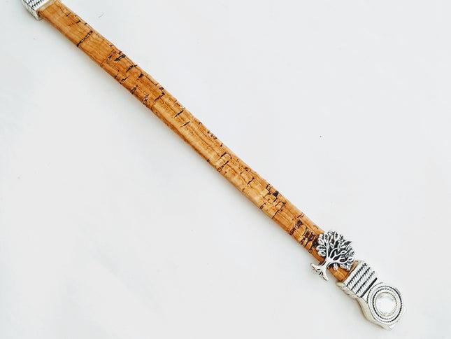 Armband aus Kork mit Lebensbaum, Magnetschließe, klarem Glitzerstein, ca. 19cm, handmade by Tikiwe®