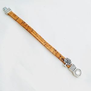 Armband aus Kork mit Lebensbaum, Magnetschließe, klarem Glitzerstein, ca. 19cm, handmade by Tikiwe®