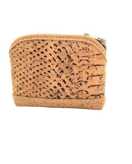 Schicker Geldbeutel aus Kork, Design mit Schlangenprint