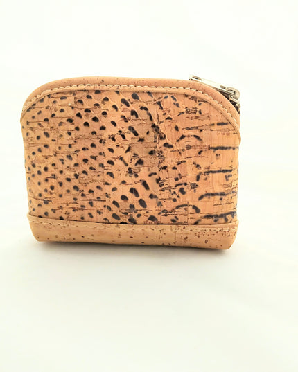Schicker Geldbeutel aus Kork, Design mit Schlangenprint