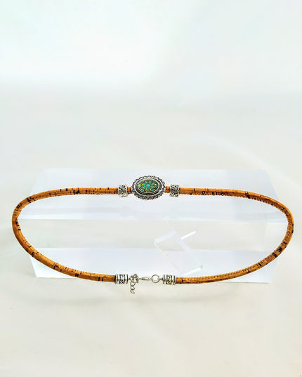Collier Kork, naturfarben, Karabinerverschluss mit Verlängerung, 