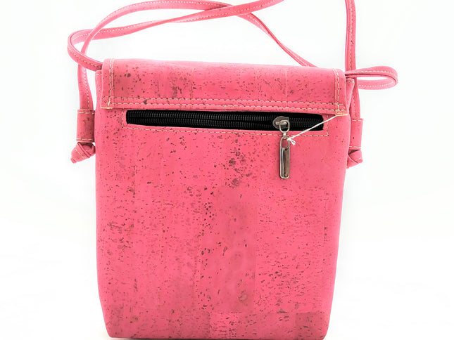 handlicher Beutel aus Kork, rot, natur, fuchsia