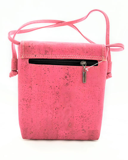 handlicher Beutel aus Kork, rot, natur, fuchsia