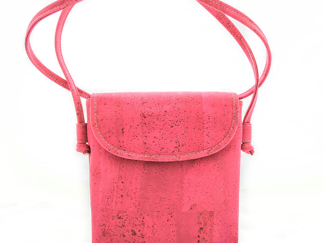handlicher Beutel aus Kork, rot, natur, fuchsia