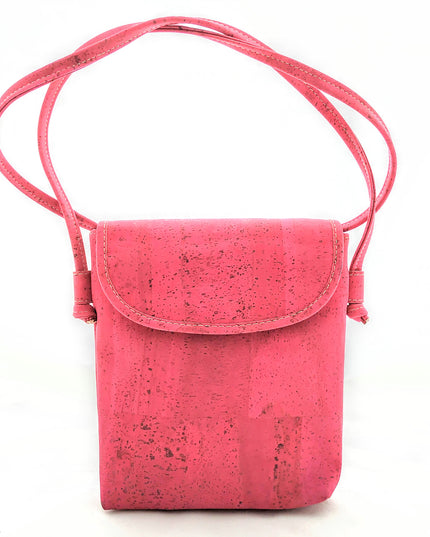 handlicher Beutel aus Kork, rot, natur, fuchsia