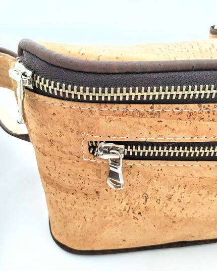 Detail Gürteltasche Kork, naturfarbe, Reißverschluss