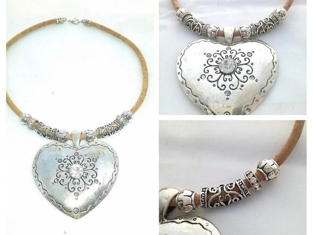 Collage, Collier, Kork, Herz, Glitzer, Details