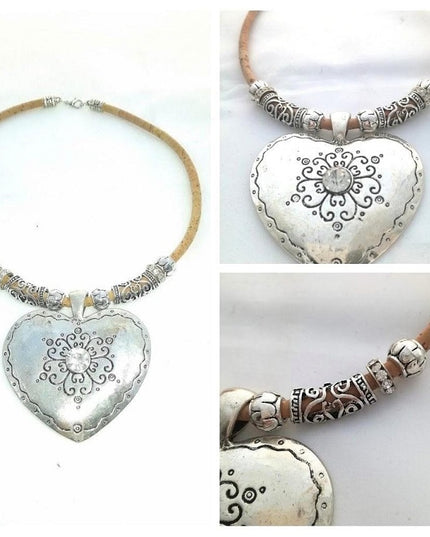 Collage, Collier, Kork, Herz, Glitzer, Details