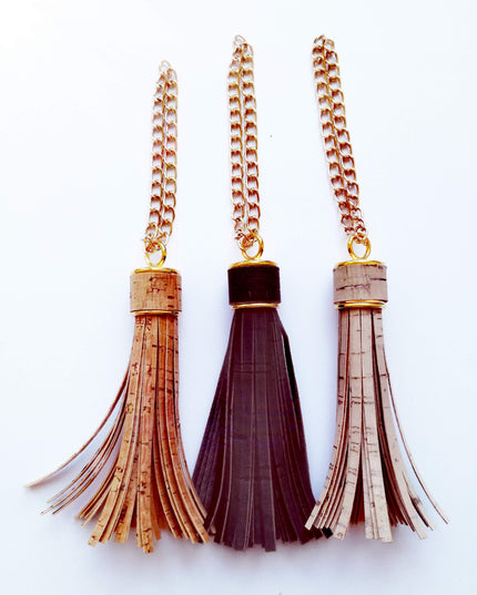 Taschenanhänger, Quaste aus Kork, natur