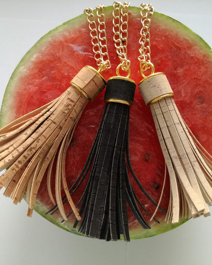 Taschenanhänger, Quaste aus Kork, natur