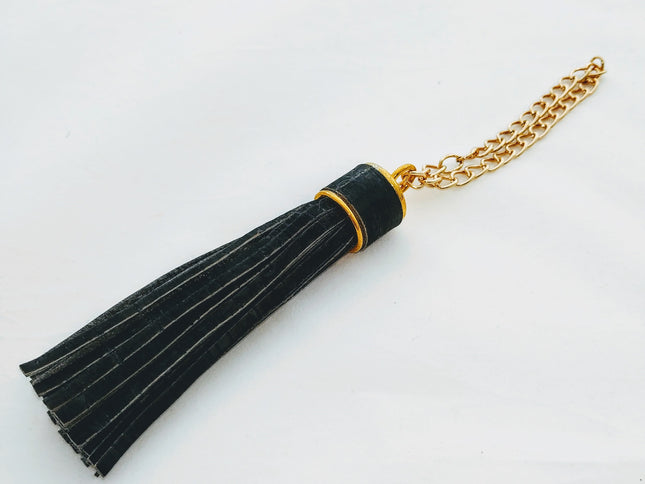 Taschenanhänger, Quaste aus Kork, schwarz