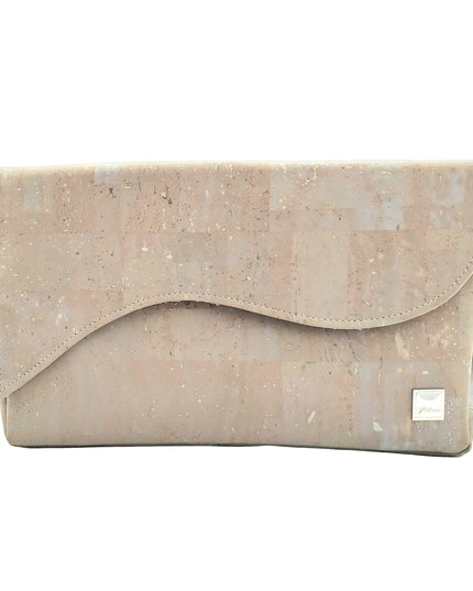 Handtasche aus grauem Kork mit eine Klappe zum Wechseln in Form einer Welle
