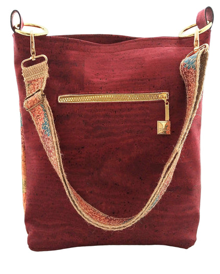 Tikiwe®LadyAsta Burgunder, limitierter Shopper aus weinrotem Kork, handmade, Frontansicht