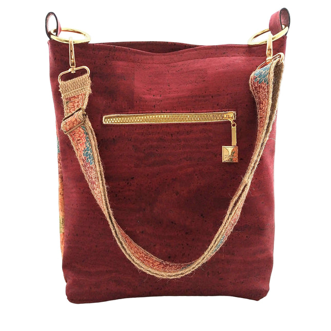 Tikiwe®LadyAsta Burgunder, limitierter Shopper aus weinrotem Kork, handmade, Frontansicht