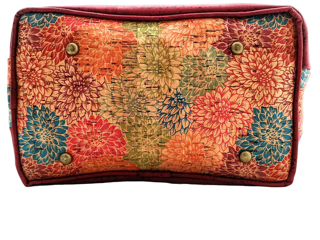 Tikiwe®LadyAsta Burgunder, Taschenboden aus Kork mit Blumenmuster und 4 Füßen, Handmade