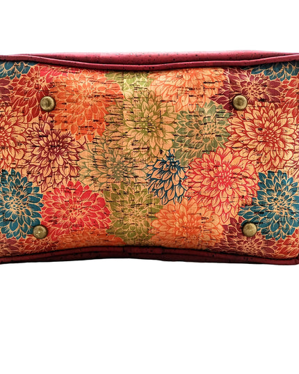 Tikiwe®LadyAsta Burgunder, Taschenboden aus Kork mit Blumenmuster und 4 Füßen, Handmade
