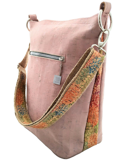 Tikiwe®LadyAsta, Rosé, Seitenansicht, Totebag aus Kork, handmade. limitiert