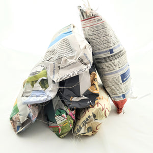 Ausstopfmaterial der Handtaschen aus Kork von Tikiwe®, Upcycling, Zeitungspapier, sauber, nachhaltig