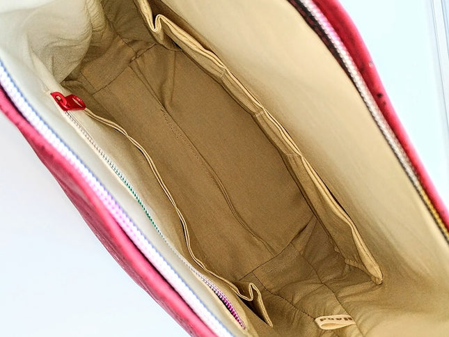 Innenansicht Tikiwe®Lady, hell, Leinen Viskose, viele Innenfächer, Reißverschlussfach, upcycling